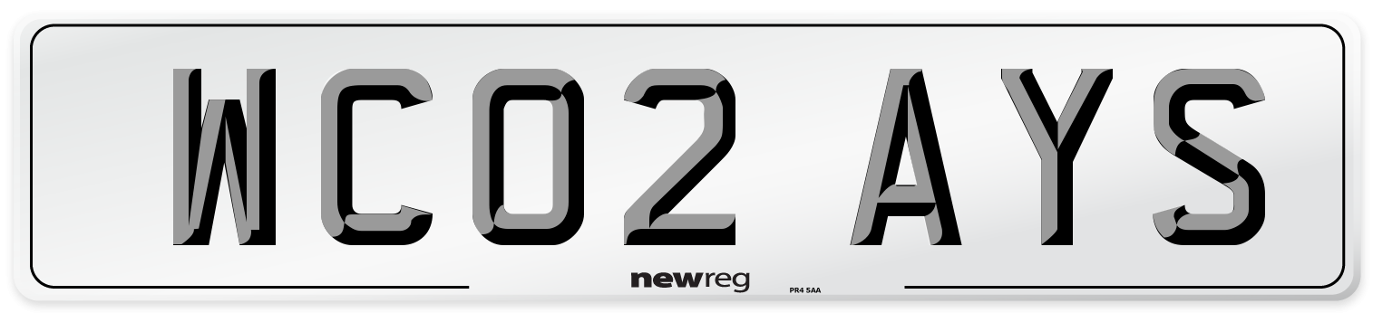 WC02 AYS Number Plate from New Reg